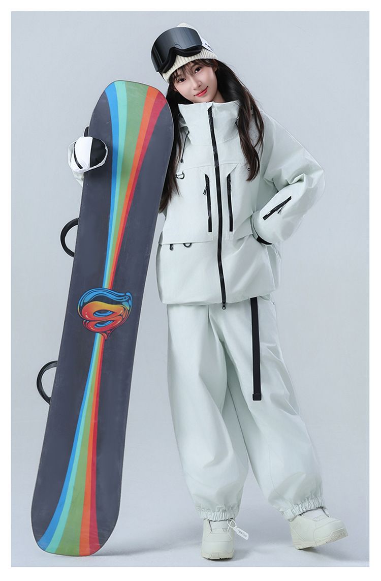 Sci per donna e uomo, snowboard, impermeabile, ispessito, completamente laminato, completo da neve professionale, top e pantaloni, set da 3 pezzi_voghion.com