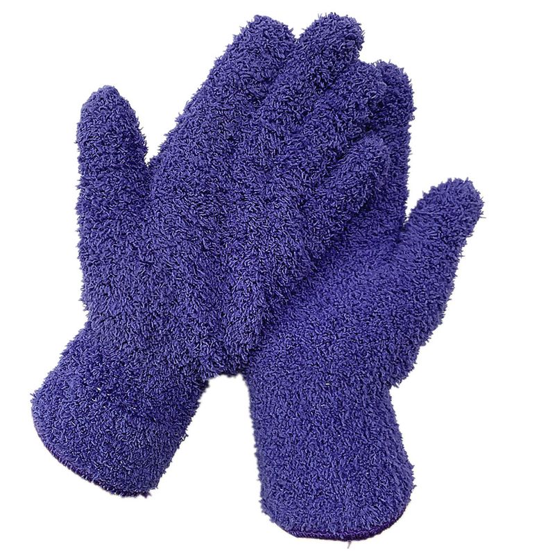 Microfiber Dust Removal Coral Fleece Car Wash Cleaning Solid Color Five-Finger Household Absorbent Hair Drying Gloves_voghion.com