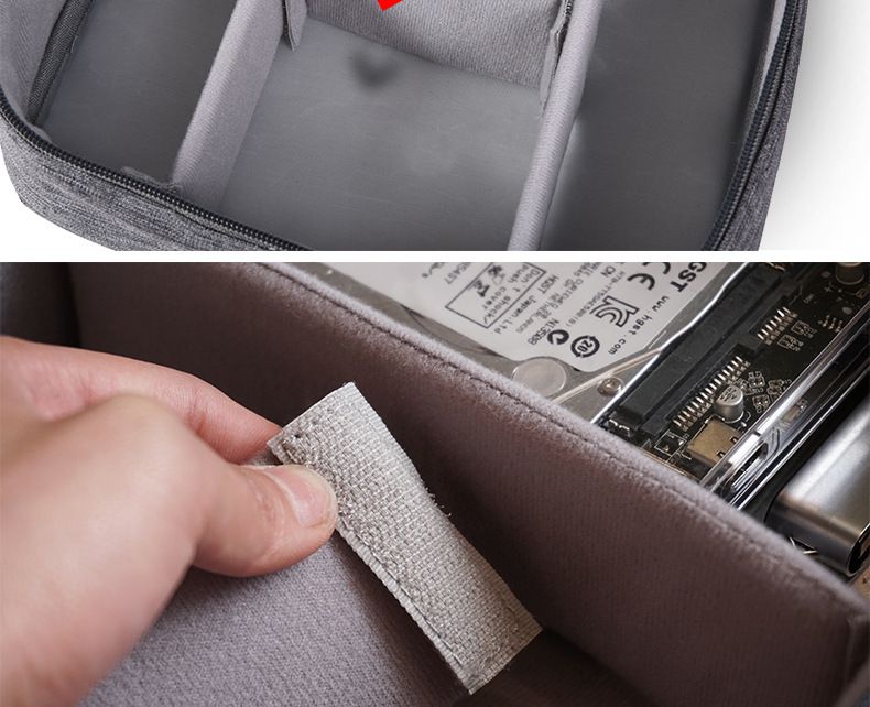Organizador de tecnologia de viagem à prova d'água – Bolsa compacta com vários bolsos para cabos, carregadores e acessórios (tecido Oxford, 24,5 x 18,5 cm, 6 cores)_voghion.com