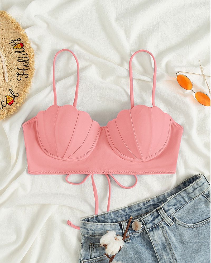 Verve 2025 - Bikini a conchiglia tinta unita con ferretto, push-up, sexy, con spalline, top singolo_voghion.com