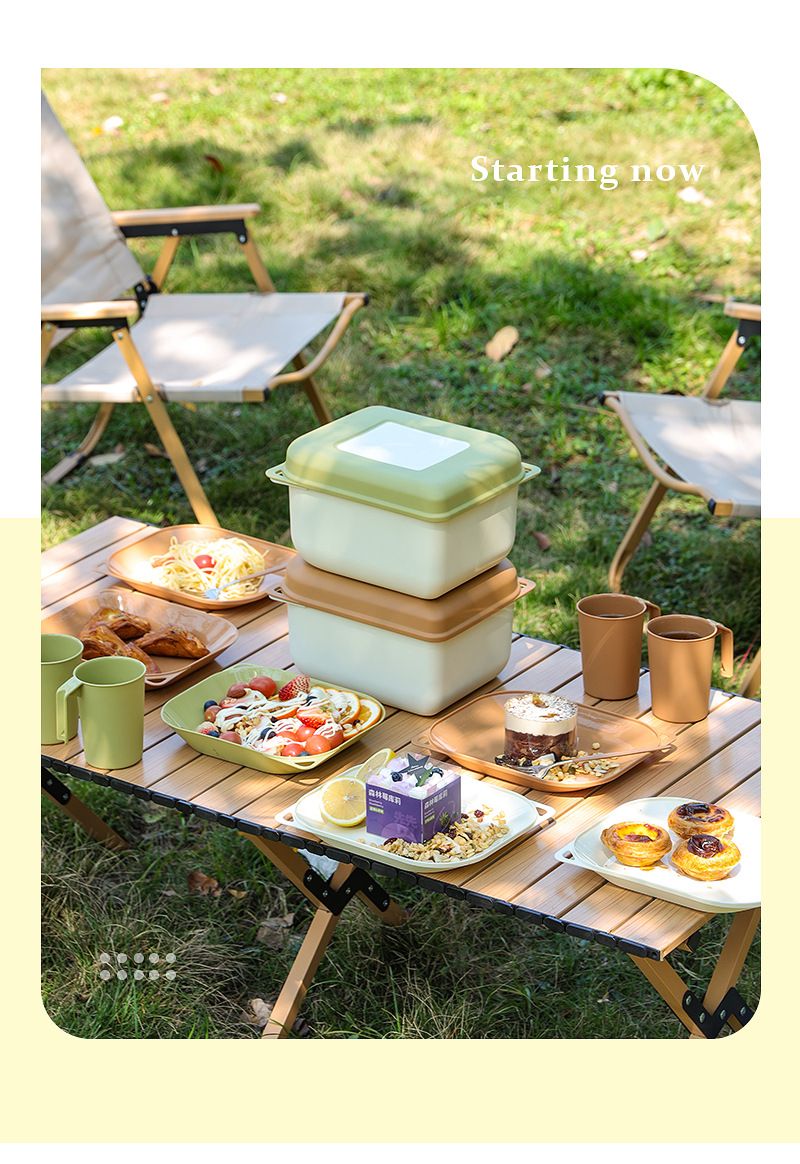 Vajilla portátil apilable para acampar al aire libre de estilo nórdico para varias personas, ideal para picnics y excursiones de primavera._voghion.com