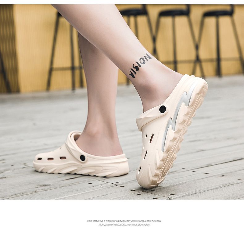 Chaussures d'été pour hommes, chaussures de plage légères et antidérapantes, pantoufles à double usage, taille L_voghion.com