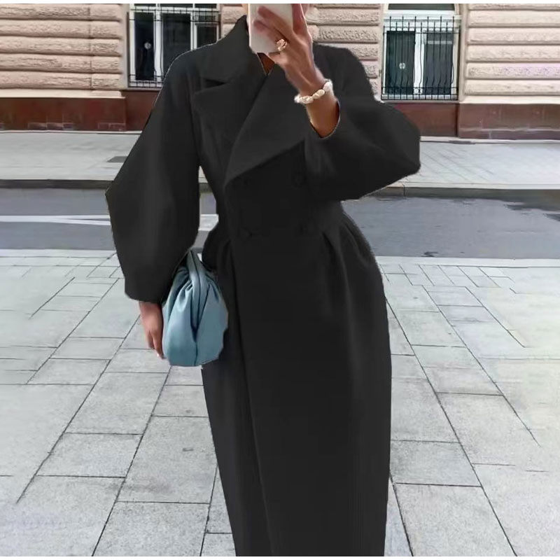 2023. aasta kevade naiste elegantne villasegumantel, mood, paks reväär, kaherealised pikad jakid, kontorinaise kašmiir_voghion.com