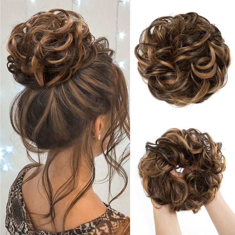wig female flower bud ball head chemical fiber invisible fluffy natural long beard wig hair ring_voghion.com