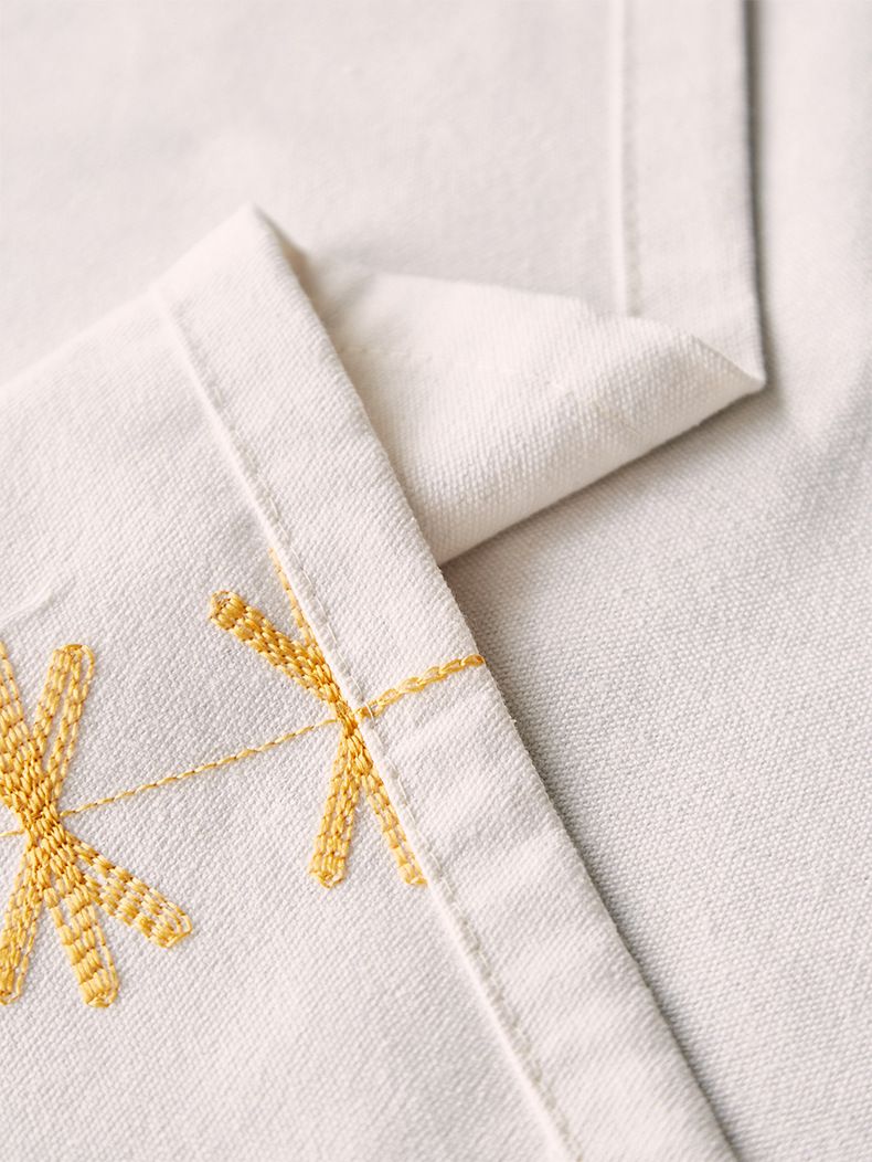 Tablecloth Yellow - Polycotton Embroidered With Cross/Arrow, Heat-Resistant & Wrinkle-Free, For Dining Table, Coffee Table Or Dorm Decor_voghion.com