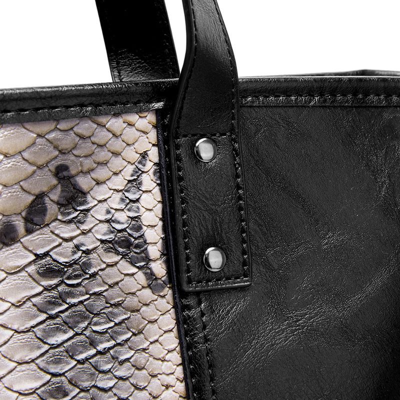 Women's Bag Retro Style Tote Snake Pattern Shoulder Handbag_voghion.com