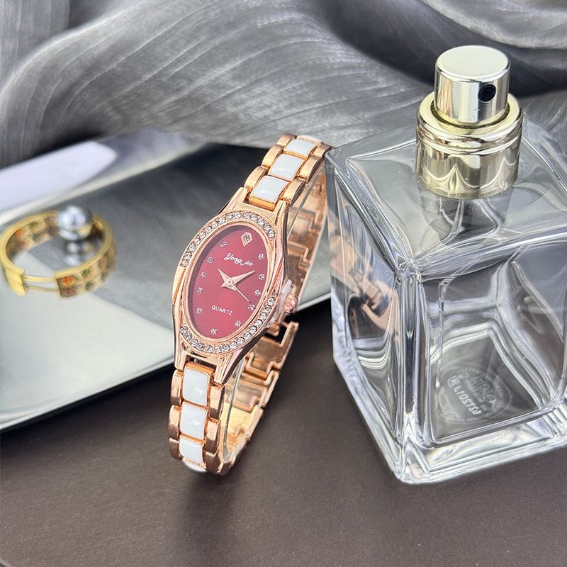 Nuovo orologio da polso ovale con diamanti a goccia, semplice orologio da donna in ceramica imitazione di alta qualità, al quarzo, da lavoro, quotidiano, regalo per compleanno, anniversario, San Valentino_voghion.com