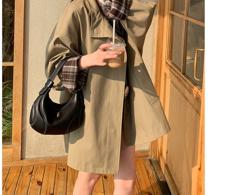Color-Block Short Trench For Women 2025 Early New Korean Petite British Style Spring Autumn High-End Coat_voghion.com