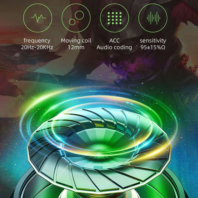 Trådløse in-ear-øretelefoner med 5.1-forsinkelse, lav lyd, Bluetooth-kompatible spillhodetelefoner for sport_voghion.com