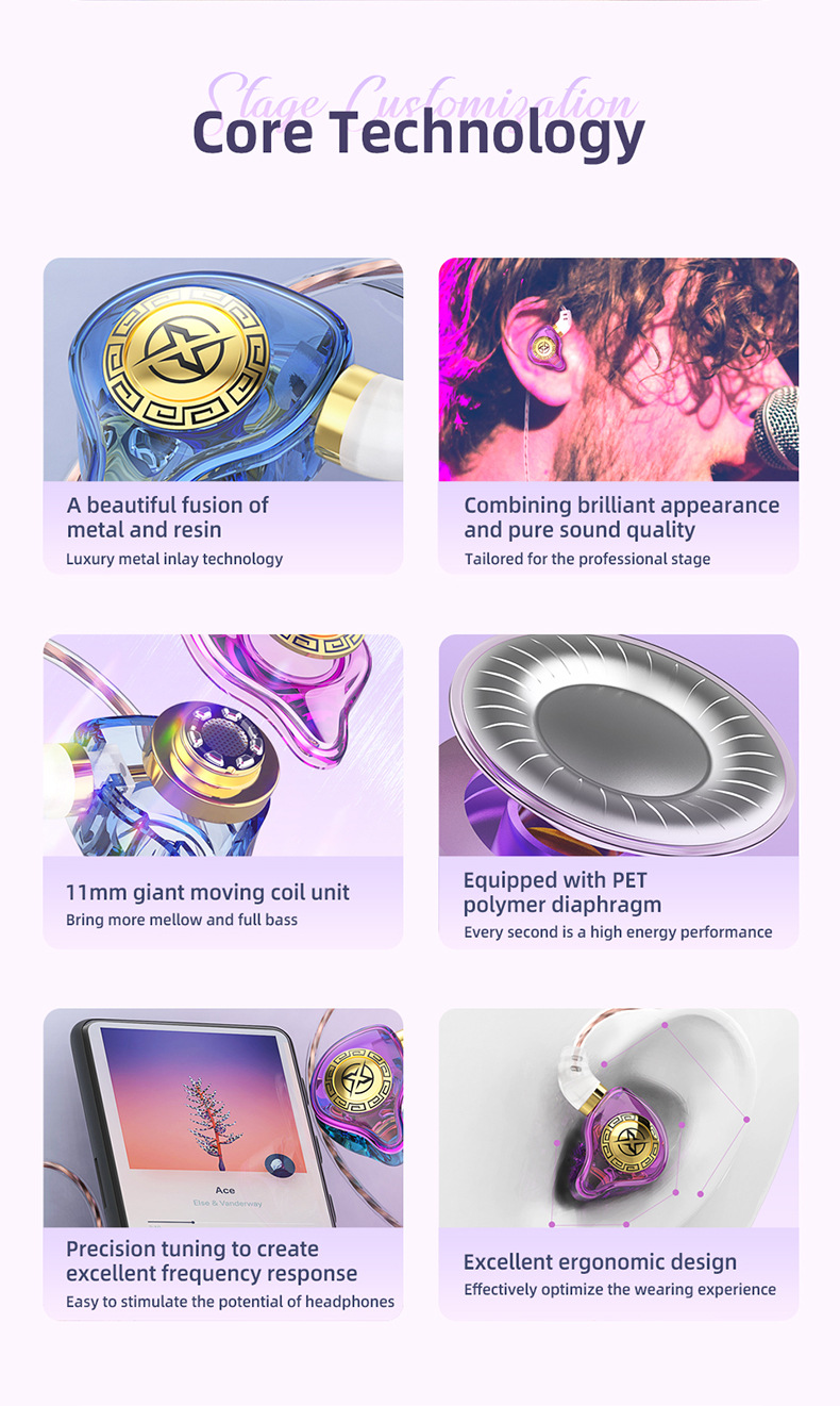 Écouteurs à pilote dynamique à double cavité de 10MM et à diaphragme LCP, écouteurs sonores de fidélité en cristal pour musiciens audiophiles_voghion.com