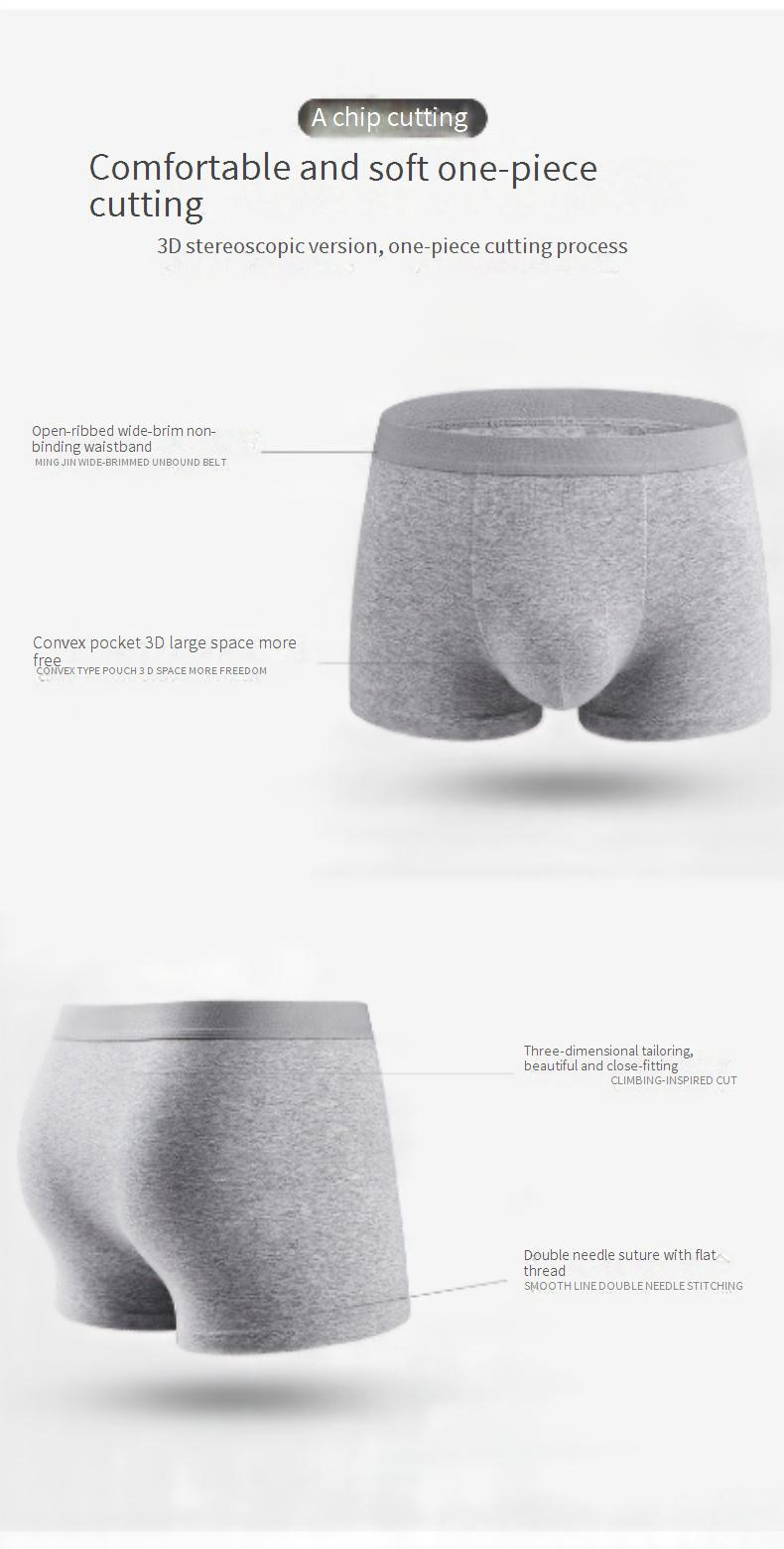 Sous-vêtements pour hommes en coton à fibres longues, sous-vêtements classiques pour hommes, caleçons boxeurs respirants antibactériens taille moyenne en pur coton_voghion.com