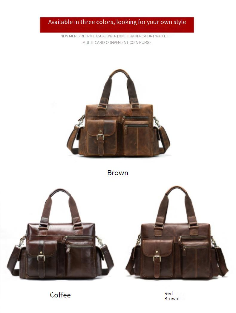 Retro Reisetasche Große Kapazität Rindsleder Schulter Handtasche Horizontale Outdoor Business Reise Hand Gepäck Tasche 8537_voghion.com