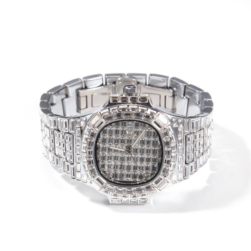 Fashion Hip Hop Quartz Watch Men's Ins Design Full Diamond Calendar Large Dial Watch_voghion.com
