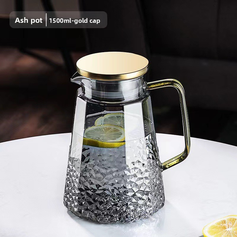 Zestaw szklanych dzbanków i kubków – dzbanek 1800 ml + kubek 300 ml do mrożonej herbaty, soku, mleka. Bez BPA. Budżetowy prezent do domu, kawiarni i na imprezy._voghion.com