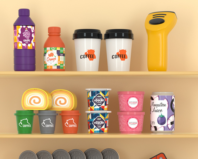 Nueva máquina expendedora de supermercado simulada, máquina de café, caja registradora, refrigerador de simulación, tres en uno, juguetes para niños, venta al por mayor_voghion.com