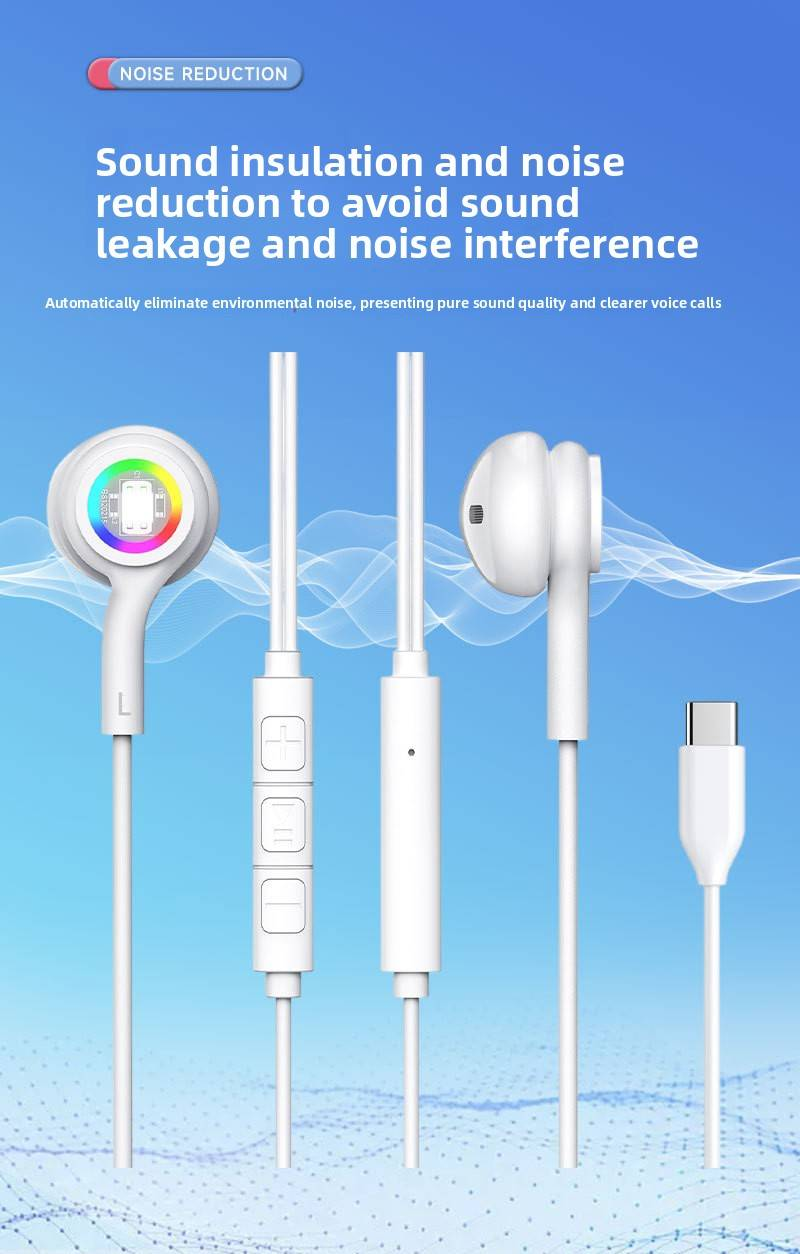Kabelgebundene digitale leuchtende Kopfhörer vom Typ C zum Essen von Hühnerspiel-Kopfhörern, geeignet für Apple VIVO Huawei Honor Universal_voghion.com