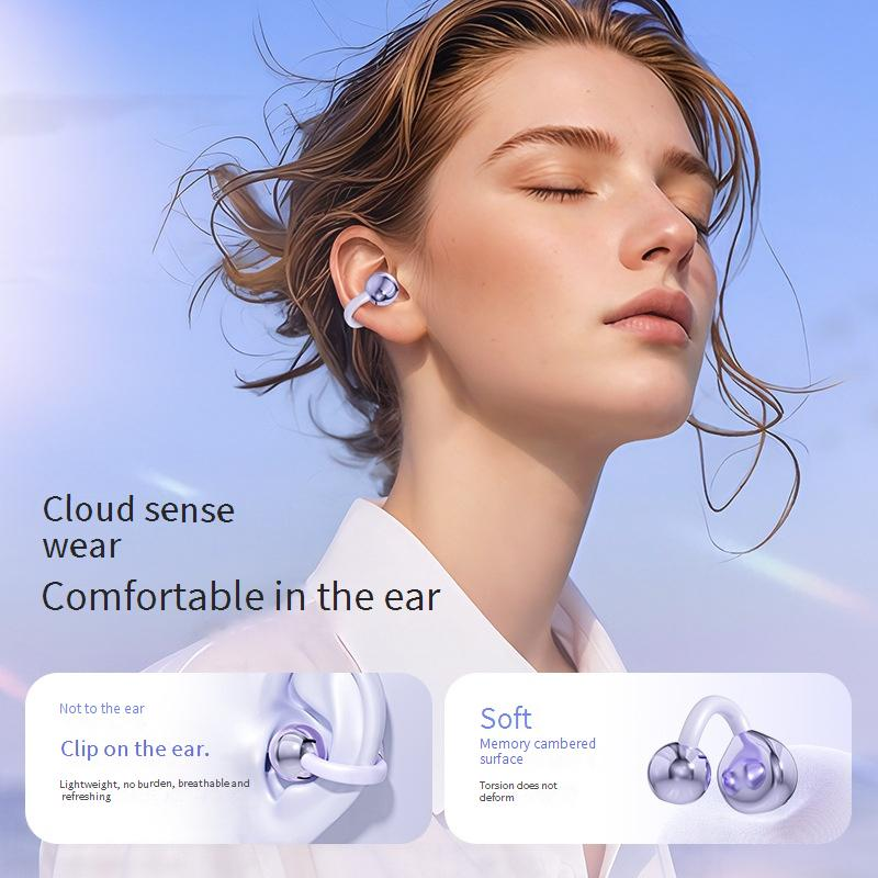 Open-Ear Bluetooth Earbuds, Wireless Clip-On Earphones With Hybrid Bone Conduction, 8H Playtime, Hi-Fi Stereo Sound, IPX5 Waterproof, Noise Reduction_voghion.com