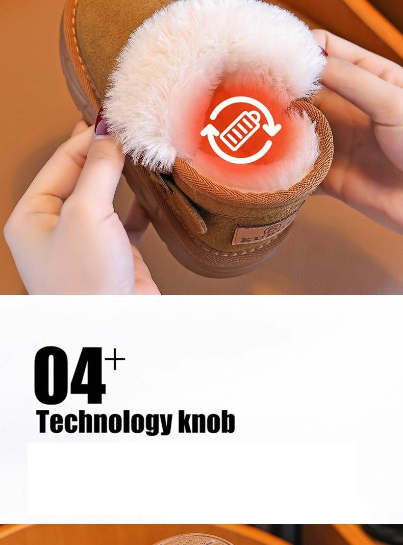 Zimowe buty śnieżne dla dzieci – ocieplane, wodoodporne, z podszewką z polaru, dla chłopców i dziewcząt, antypoślizgowe, ciepłe buty dla maluchów (brązowo-czarno-szare, rozmiary 26-37)_voghion.com