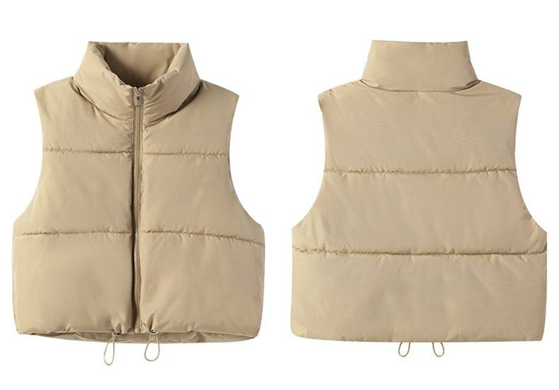 Gilet matelassé sans manches pour femme, léger, à col montant et fermeture éclair, coupe oversize, idéal pour l'automne/hiver, décontracté et professionnel._voghion.com