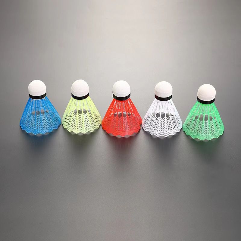 Pelota de bádminton para principiantes, duradera, resistente al viento, de plástico elástico y colorida, con pegamento, para entrenamiento, color a granel_voghion.com