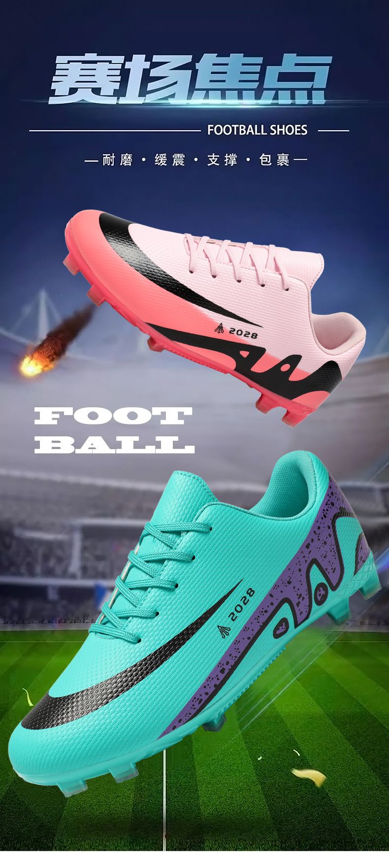 Children's Boys Youth Students Girls TF Soccer Shoes AG Long Cleats_voghion.com