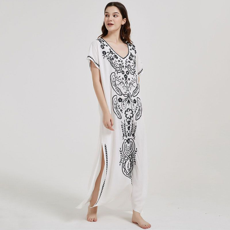 popolare copricostume da spiaggia ricamato in rayon da donna, stile abito ricamato, camicia di protezione solare per bikini al mare, 20 colori_voghion.com