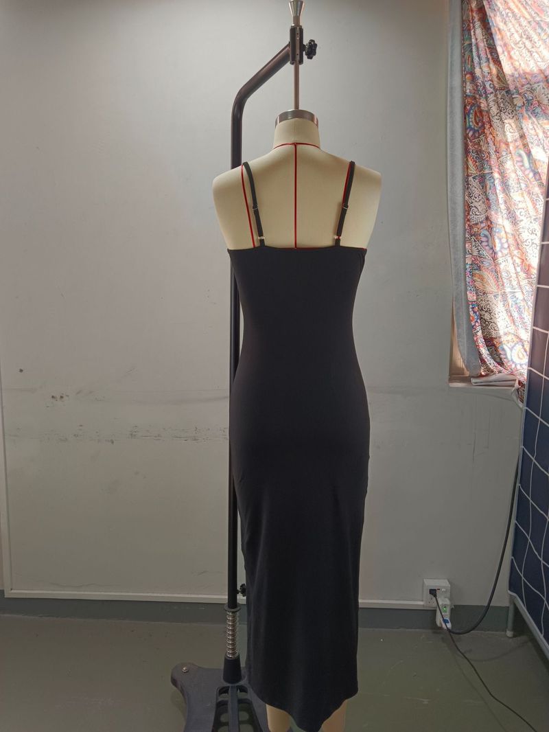 Women's Clothing Suspender Wrap Chest High Slit Leopard Print Hip Long Dress_voghion.com
