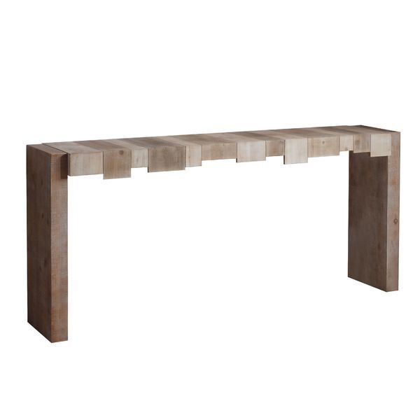 Rustic Modern Manufactured Wood Console Table With Step-Block Design_voghion.com