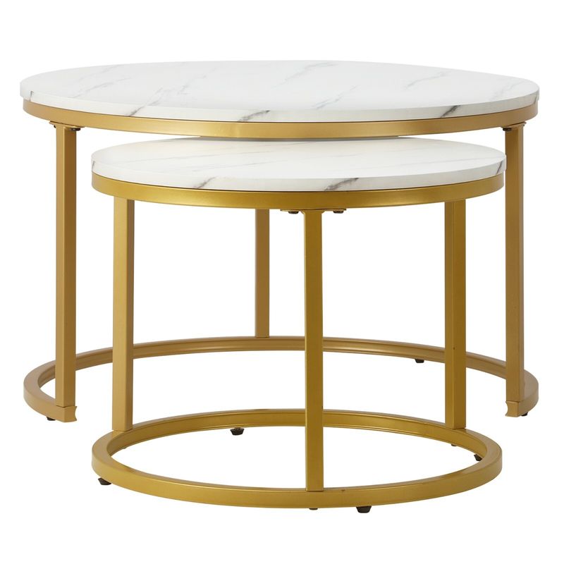 Nesting Coffee Tables Set Of 2 Round Stacking Sofa Side Tables For Living Room_voghion.com