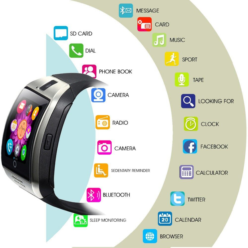♥ Ready Stock +FREE Shipping ♥ Q18 Smart Watch Bluetooth Touchscreen with Camera Smart SIM Card Wrist for Android Phone_voghion.com