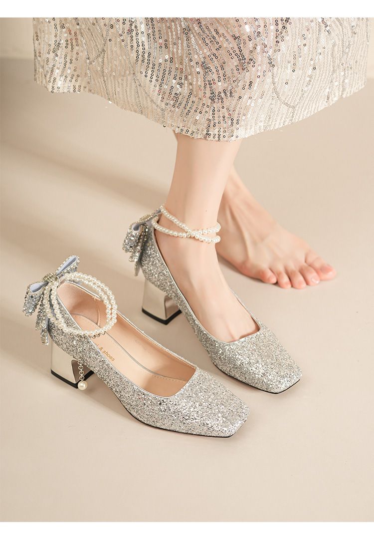 5688G-177 Franse stijl high-end parelketting bruidsschoenen met strik elegante comfortabele modieuze hoge hakken voor dames_voghion.com