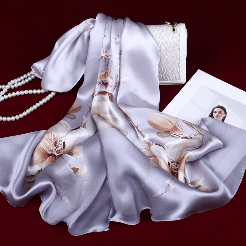 Sciarpa di gelso 100%, semplice, in raso di crepe, stampata alla moda, con bordo arrotolato a macchina, seta Hangzhou, autoprodotta, sufficiente_voghion.com
