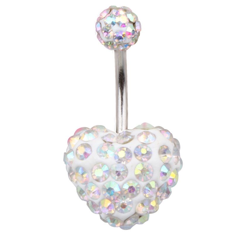 Piercing all'ombelico con anello a forma di cuore Shambhala con diamanti, esclusivo per e-commerce transfrontaliero_voghion.com