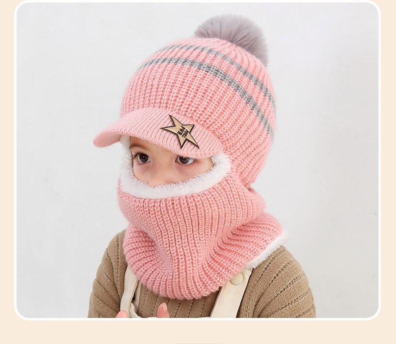 Gorro de punto de felpa para niños de diseño otoño e invierno 2-5 años niño y niña bebé más línea de pelusa protección contra el viento babero para la oreja un sombrero_voghion.com