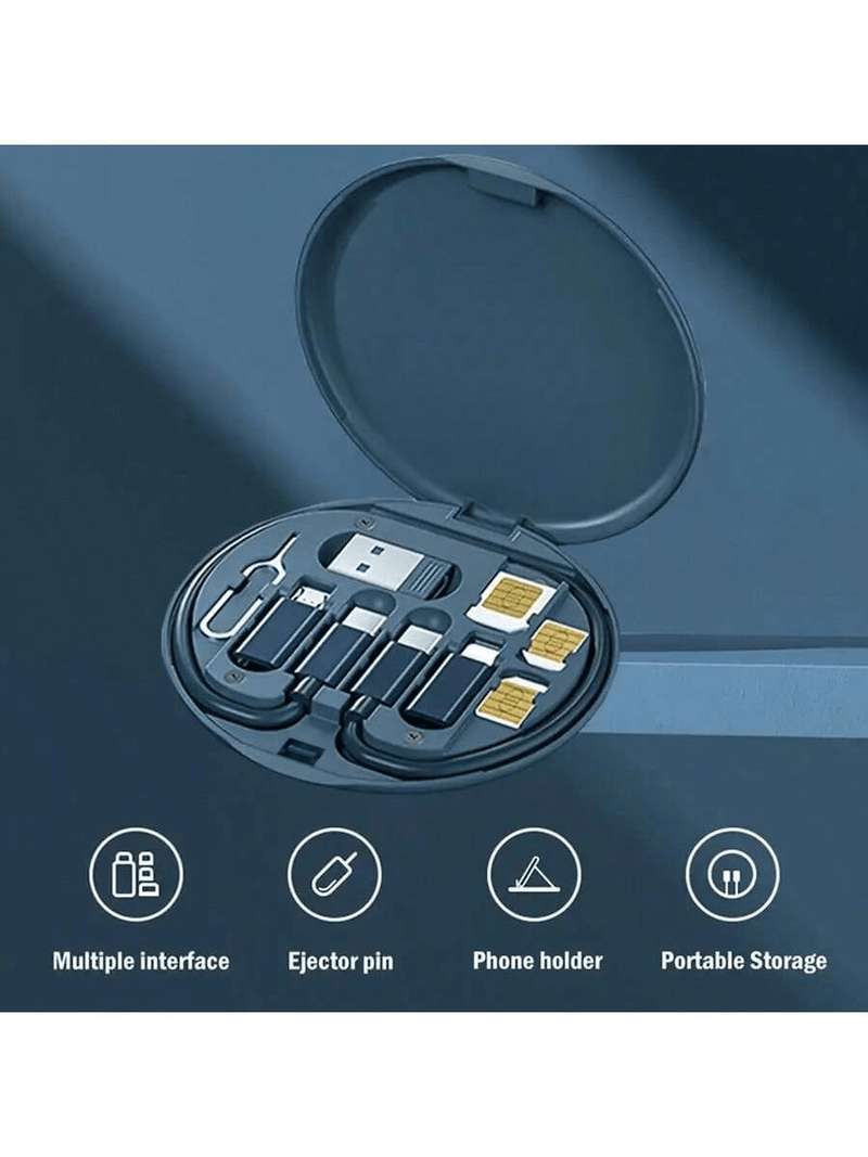 Multi-Functional USB Adapter Cable Storage Box - Type C Cable, 3 Types Of USB Adapters & Connector Conversion! Multi-Functional Compact Cable Card,_voghion.com