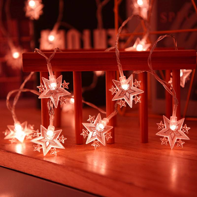 Cordão de Luzes LED em Forma de Estrela – Luzes Decorativas de 5 Pontas (3-10 m, 20 LEDs, Mudança de Cor, Fio de Cobre com Revestimento em PVC IP43, Interruptor de Alavanca)_voghion.com