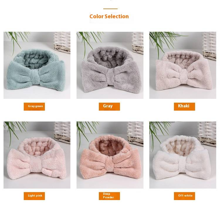 Unisex Ribbon Coral Fleece Headband – Soft Non-Slip Hair Wrap For Skincare & Makeup (Elegant Bow, Multi-Color Options)_voghion.com