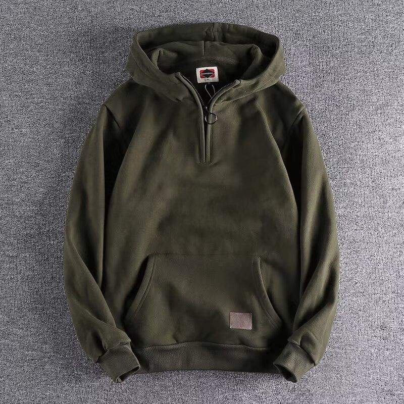 Men's Casual Zip-Up Hoodie With Print Design, Lightweight Cotton Blend, Relaxed Fit For Spring & Fall, Streetwear Essential In Grey/Green/Black/Red_voghion.com