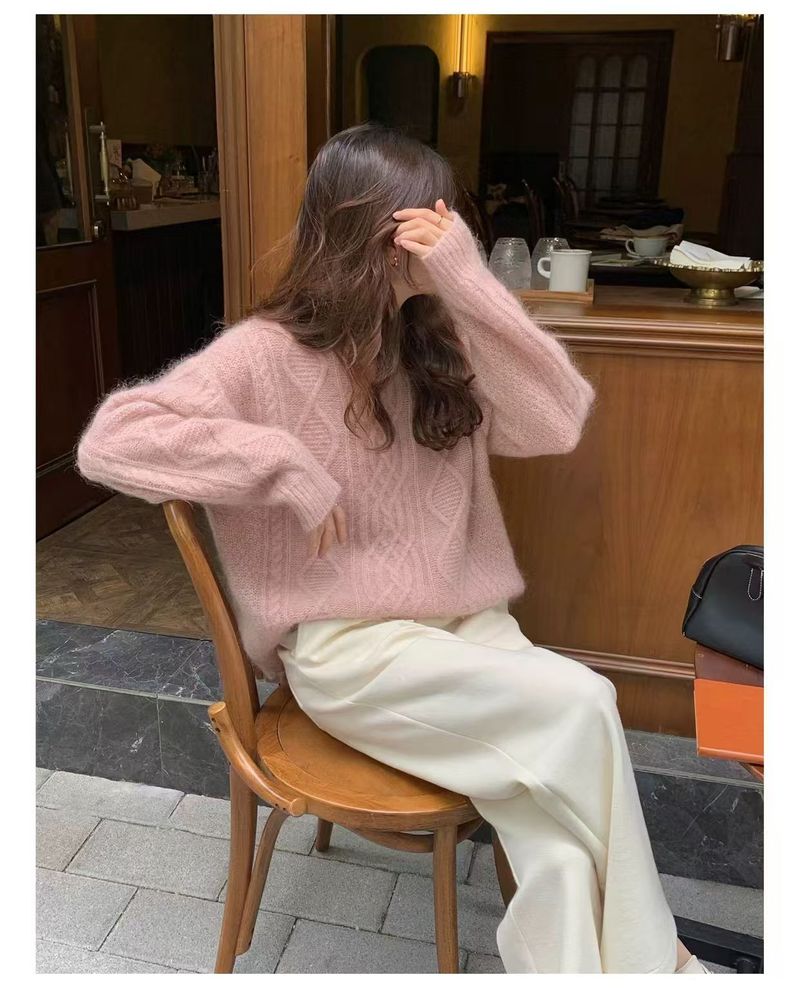 Maglione in cashmere spesso e morbido, stile pigro, 100% lana da donna, maglia autunnale e invernale per figure minute_voghion.com