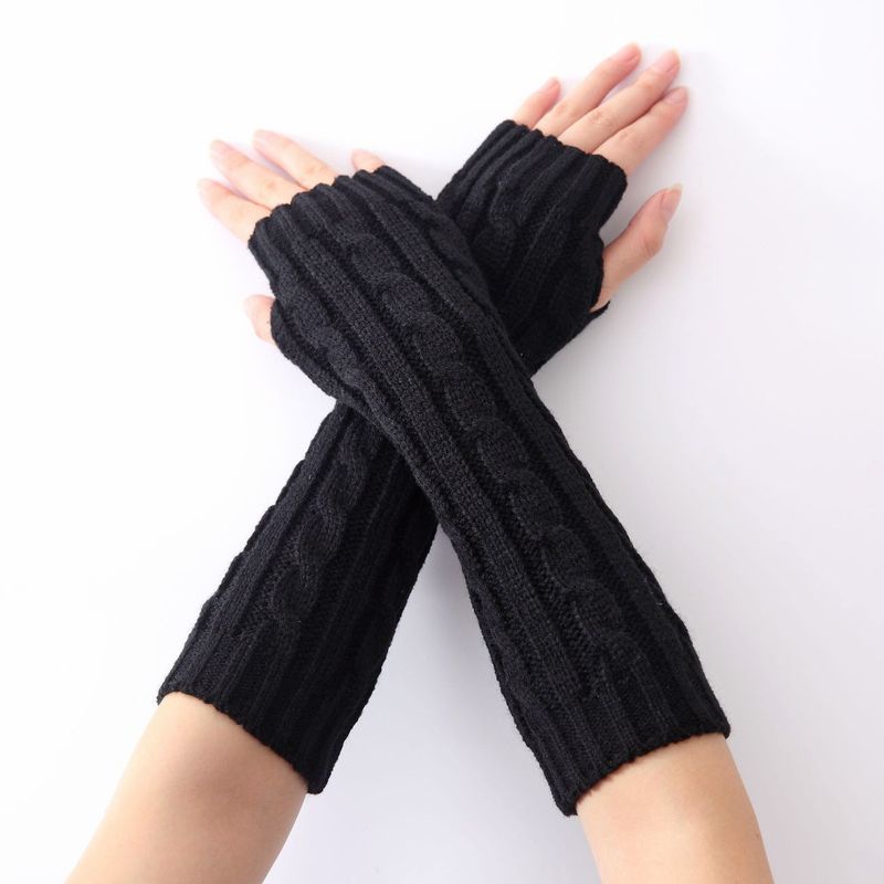 30 cm Fried Dough Twists Handschuhe Neue Herbst Winter Männer und Frauen Mittellange Strickwolle Warmer Tau Halbfingerarm_voghion.com