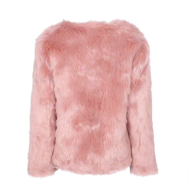 Cappotto corto in finta pelliccia coreana da donna in peluche invernale caldo tinta unita_voghion.com