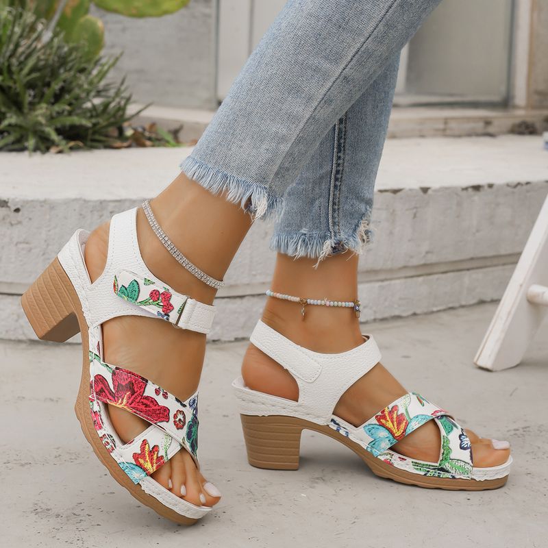 High Heeled Women's Sandals Summer New Open Toe Casual Retro Fish Mouth Sandals_voghion.com