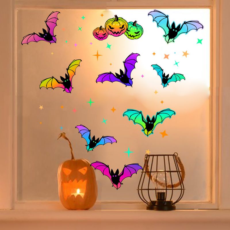 Glow In The Dark Halloween Wall Stickers - 6PCS Ghost Bat Spider Fluorescent Decals For Home Party Decor (20x15cm)_voghion.com
