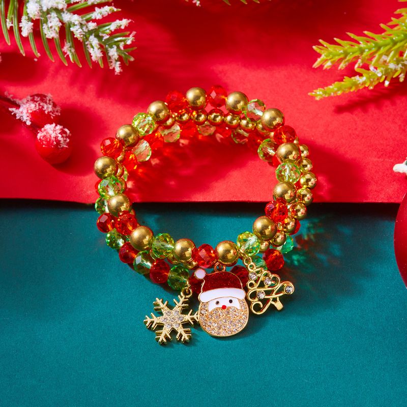 Christmas Beaded Bracelet Set For Women, Multi-Style Santa Snowflake Tree Charm Bracelets, Festive Holiday Stackable Jewelry For Xmas Party Gifts_voghion.com