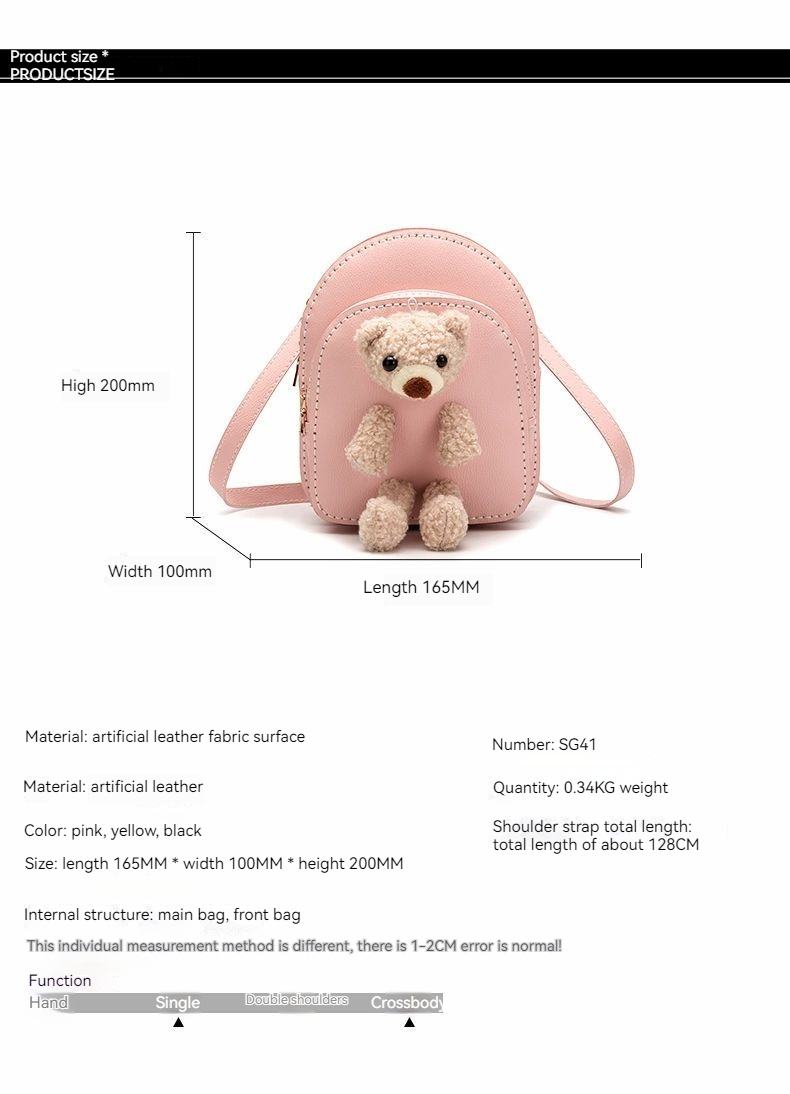 DIY Teddybär handgemachtes gewebtes weibliches selbstgemachtes Geschenk für Freundin, handgenähte Umhängetasche, Rucksack_voghion.com