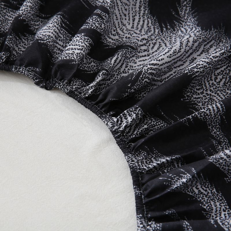 Lenzuolo con angoli con motivo zebrato nero e grigio, in poliestere, delicato sulla pelle, con protezione per materasso_voghion.com