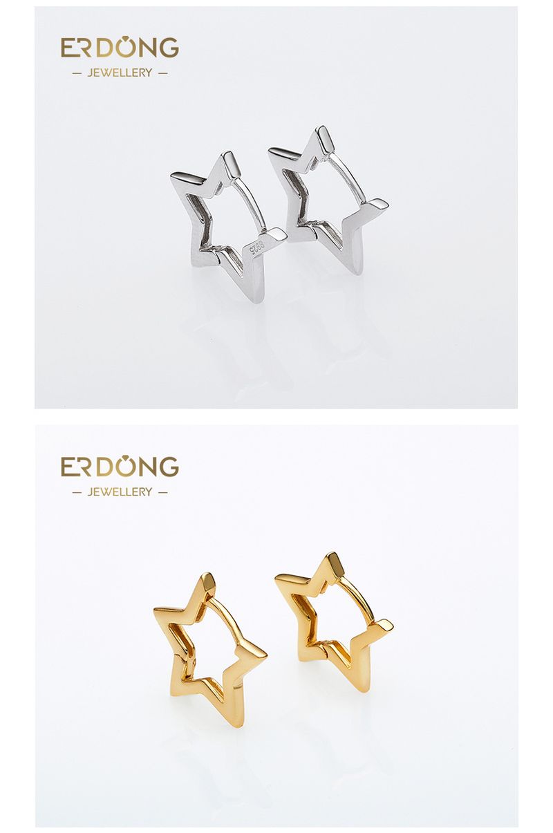 Gioielli da donna, orecchini a forma di stella a cinque punte in argento sterling 925, di alta qualità, con fibbia ad ardiglione, gioielli di design di lusso e leggeri._voghion.com