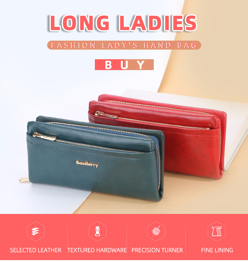 Baellerry Carteira Feminina Nova Chegada Longa Compartimento para Vários Cartões Bolsa Clutch de Alta Qualidade Moda Carteira para Celular_voghion.com