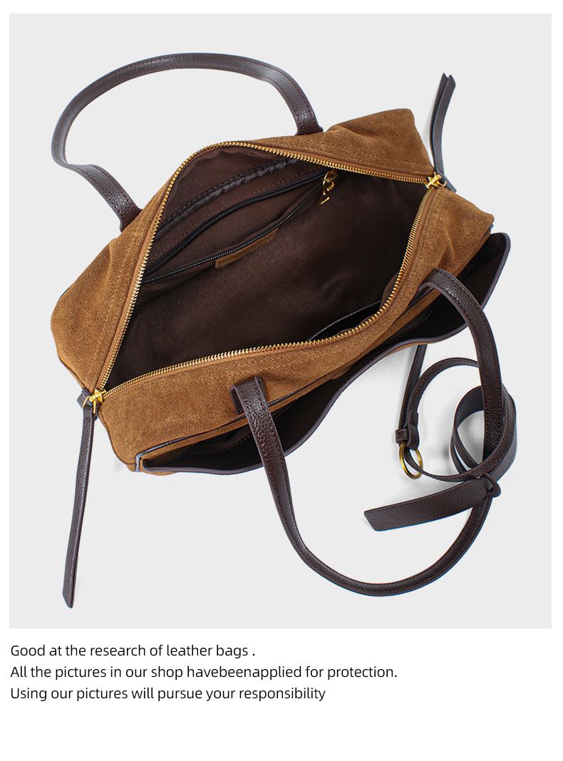 Small Niche Frosted Cowhide Bowling Bag For Commuting, Large Capacity Boston Leather Hand-held Shoulder Bag For Women_voghion.com