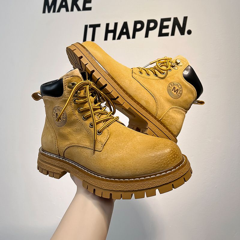 Spring Mid-top Leather Shoes Short Boots Retro Mountaineering Boots Men's Outdoor Casual Short Boots_voghion.com